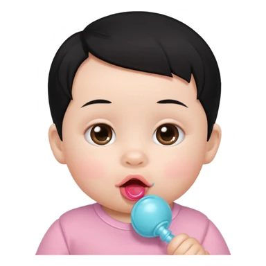 a black hair baby with pacifier sticker