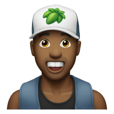 Emoji with backwards SnapBack on, biting lip sticker