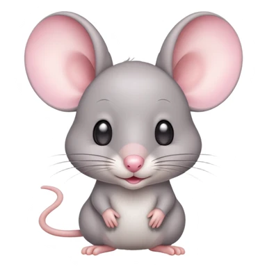 Cute gray mouse with large ears and a pink nose sticker