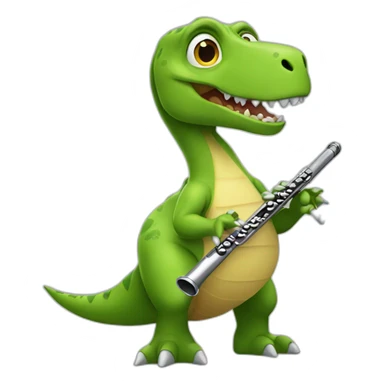 Dinosaur playing flute sticker