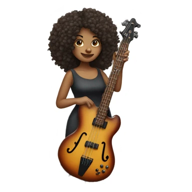 Woman with curly hair playing the bass sticker