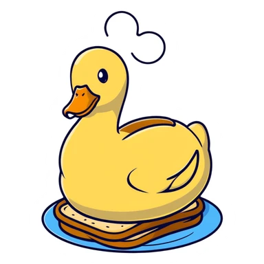 freshly baked bread in duck shape with steam rising sticker