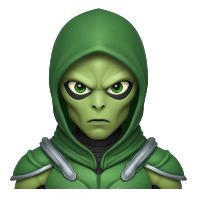 alien warrior with hood sticker