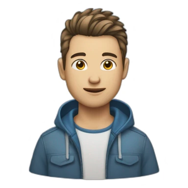 Un jeune homme avec les cheveux couper dégradé bas et teinture bleu sticker