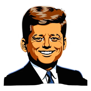 John F Kennedy with his classic smile sticker