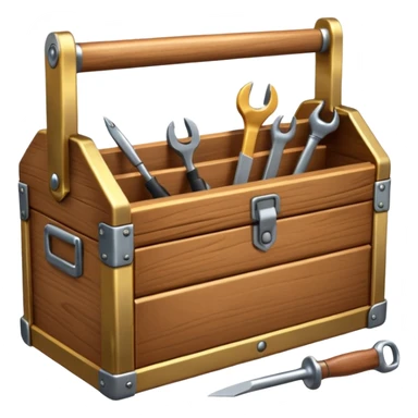 3D Brown golden wood toolbox sticker