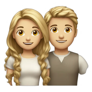 boy with brown hair and girl with blond hair sticker