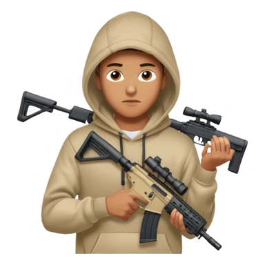 
Fais moi un jeune taliban qui ressemble qui tient une AR15 avec un hoodie a capuche, capuché, avec la cagoule nike therma fit hood sticker