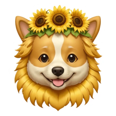 dog with sunflower crown sticker