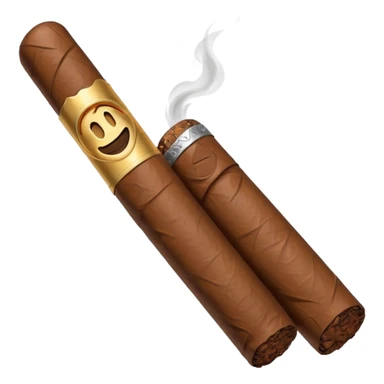 Emoji-style cigar icon, dark brown wrapper, subtle smoke, minimalistic, clean silhouette, metal details sticker