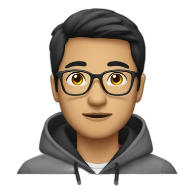 indonesian male with glasses and black hair wearing hoodie sticker