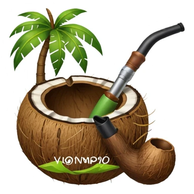 Coconut ith open and with pipe, outside the coconut should be green like raw sticker
