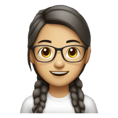 asian girl, with laptop, brown stylist hair, smiling , designer, no glasses sticker