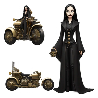 Jedi Morticia Addams riding  a Jumpspeeder anti-gravity repulsorlift imperial speeder steampunk  sticker