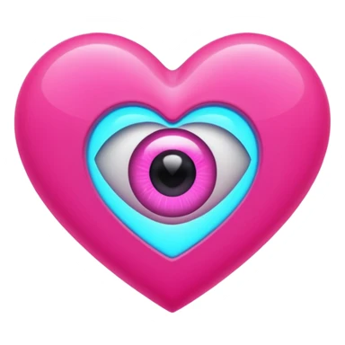 A pink neon heart with a eye in the center sticker
