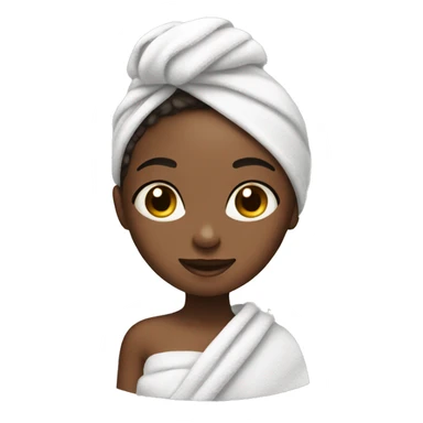 Girl with hair wrapped in towel doing skincare sticker