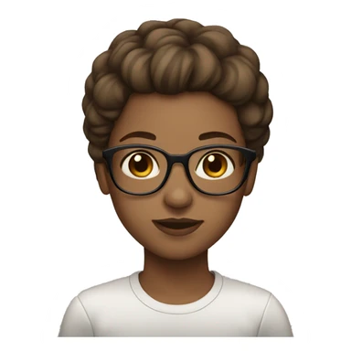 Girl white skin brown hair brown eyes with glasses sticker