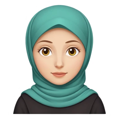 Make a girl with a hijab duolingo emojies styles and make her white and only her face appear and looking forward not left or right sticker