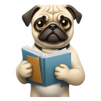a pug holding a folder with documents sticker