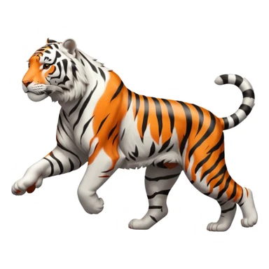 White tiger running in profile sticker