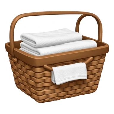 Woven Brown basket with white towels sticker
