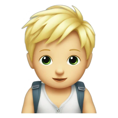 Blond Baby boy with toucan sticker
