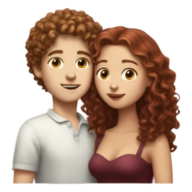 White boy with light brown curly hair kissing burgundy hair white girl, they have close eyes  sticker