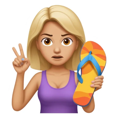 an angry mother with a flip-flop in her hand, ready to hit someone sticker