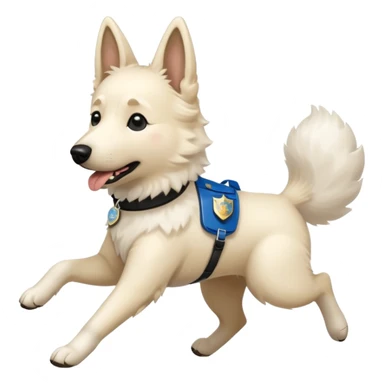 White belgian Shepard Runs away from police car and says "ACAB" sticker