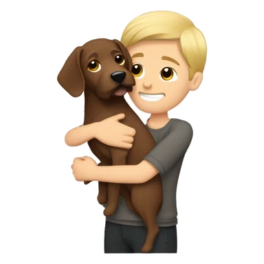 Blonde man hugging completely brown German wirehair sticker