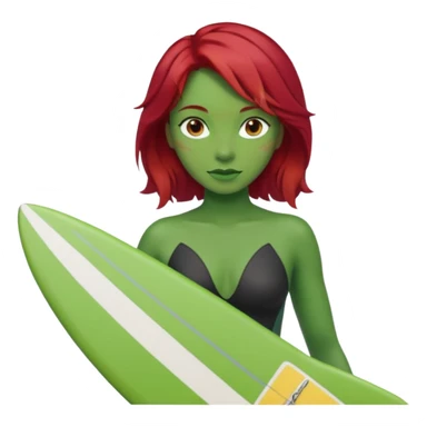 red hair green skin woman with surfboard sticker