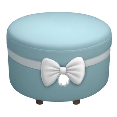 Baby blue round ottoman with a white bow on it sticker