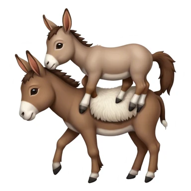 a tiny donkey with a tiny goat on it's back sticker