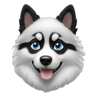 Pomsky black & white blue eyes sticker