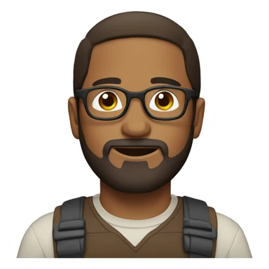 Brown man with beard and brown hair and glasses and round head sticker