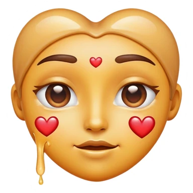 Heart eye emoji with glaze liquid on face  sticker