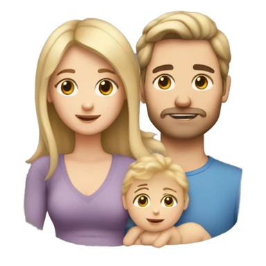 Mum, Brown hair/  Dad, Blond hair/ newborn sticker