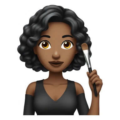  pretty brown makeup artist with very long black  hair holding makeup brush  sticker