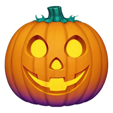 glowing jack-o'-lantern, purple and cyan colors sticker