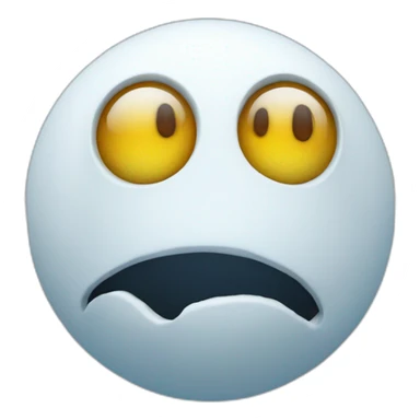 3d sphere with a cartoon Snow Golem skin texture with big thoughtful eyes sticker