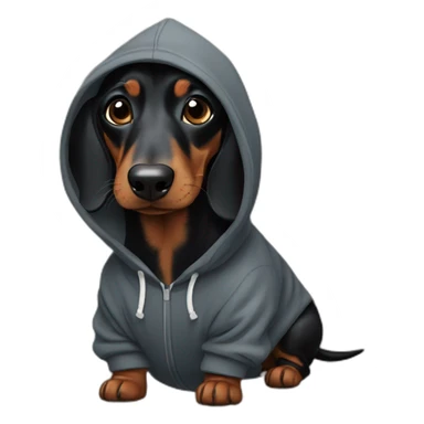 Black dachshund wearing hoodie sticker