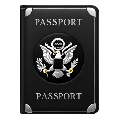 black passport with minimal silver details sticker