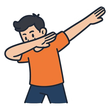 flat toon style persona haciendo dab sticker