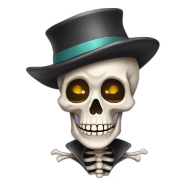 cute skeleton with a hat sticker