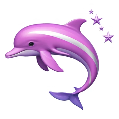 Pink and purple striped Dolphin with silver stars sticker