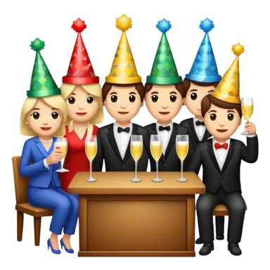 I want a set of pixel style emoji depicting a bottle of water, people having a party and a festival circuls cabinet sticker