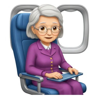 old woman passanger in plane seat sticker