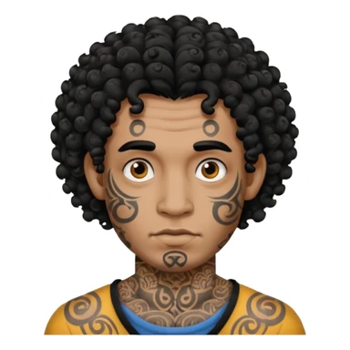 man curly hair and heavy face tattoo sticker