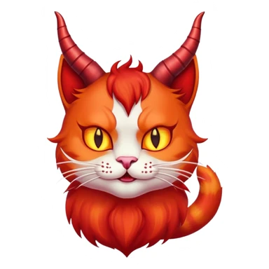 Evil red cat with horns and fire sticker