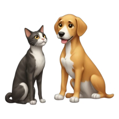 Tall dog small cat looking at each other sticker